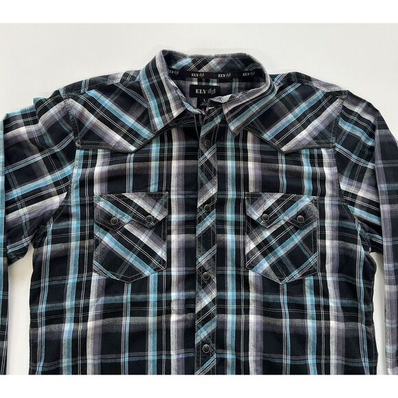 Ely Cattleman 1878 Black Pearl Snap‎ Front Western Shirt Mens Large - Picture 1 of 14